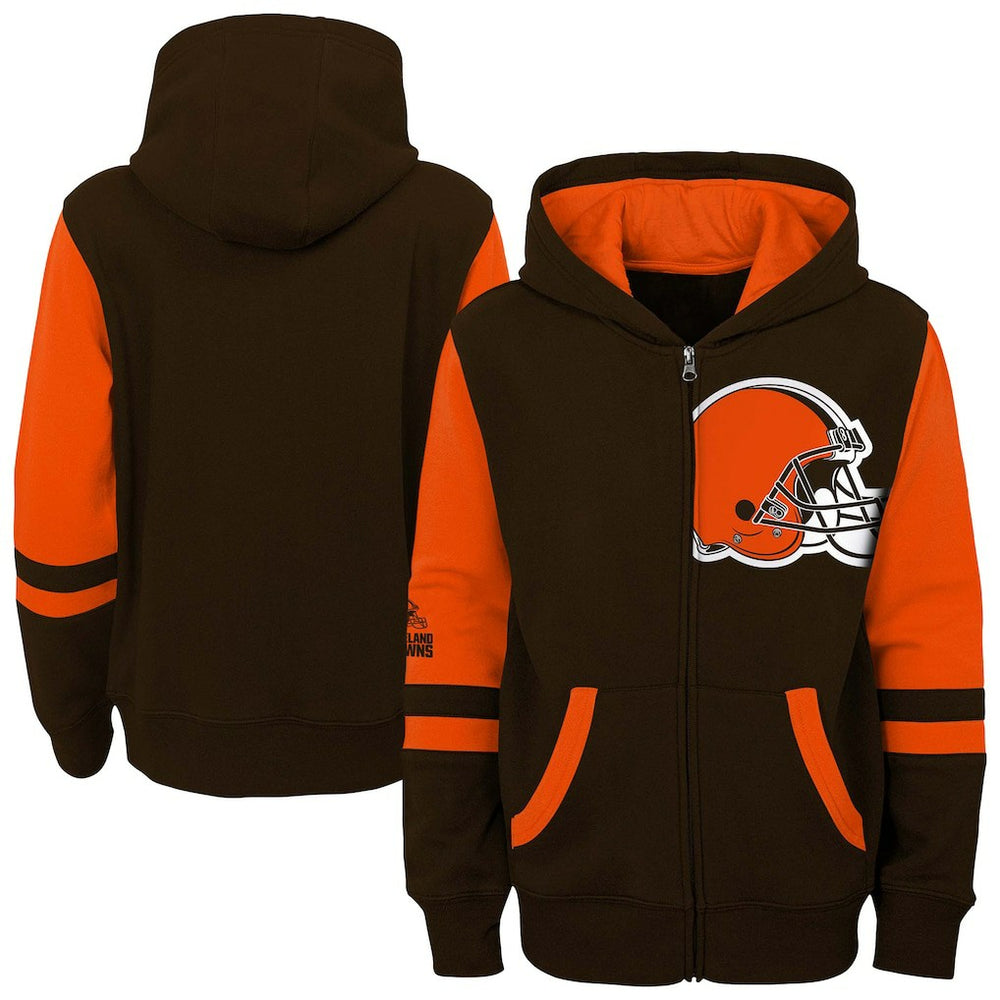 Preschool Stadium Color Block Full-Zip Hoodie - Cleveland Browns Hoodies