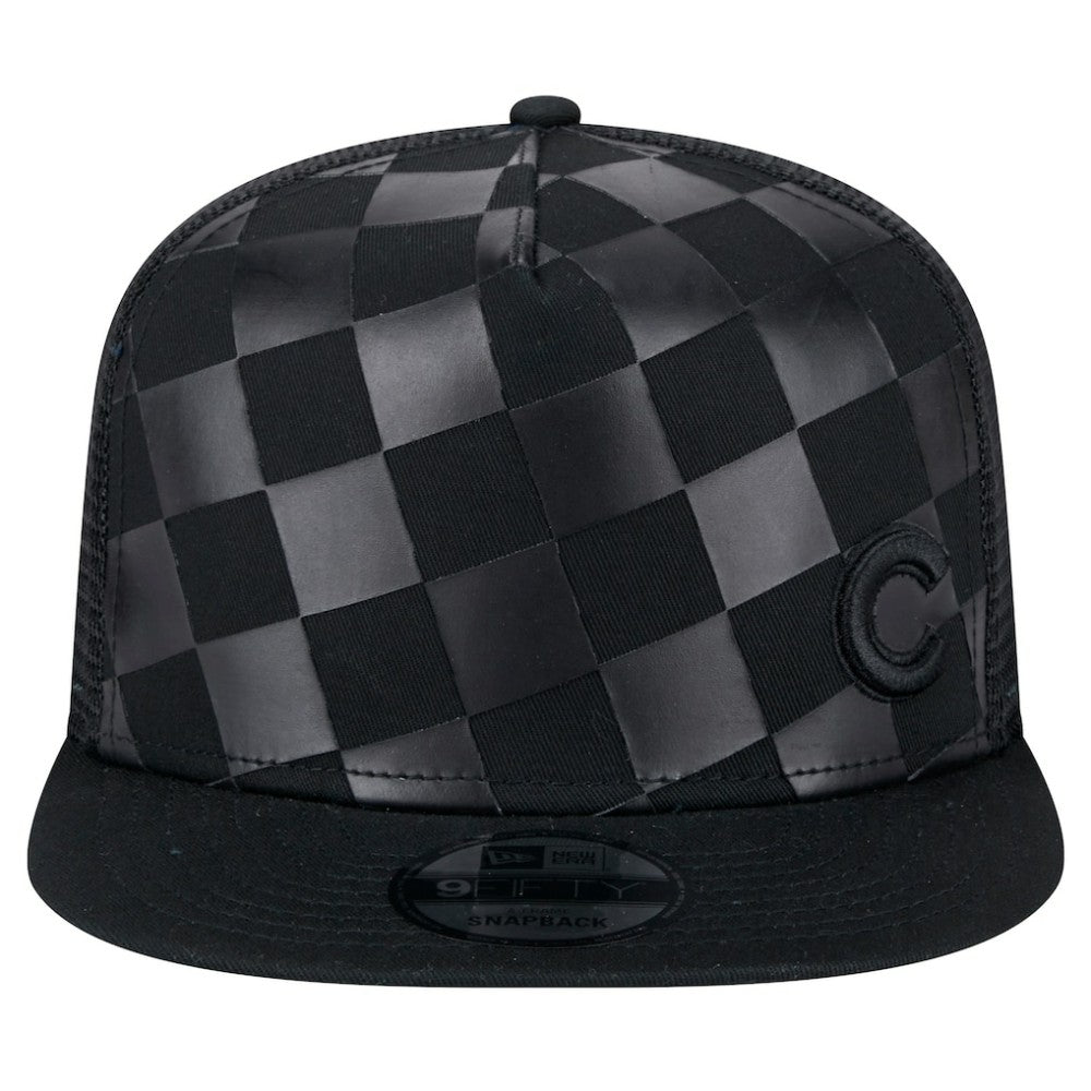 Black Chicago Cubs New Era Score Check 9FIFTY A-Frame Trucker Snapback Hat