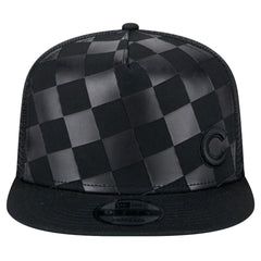 Black Chicago Cubs New Era Score Check 9FIFTY A-Frame Trucker Snapback Hat