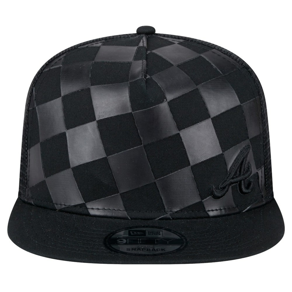 Black Atlanta Braves New Era Score Check A-Frame Trucker 9FIFTY Snapback Hat