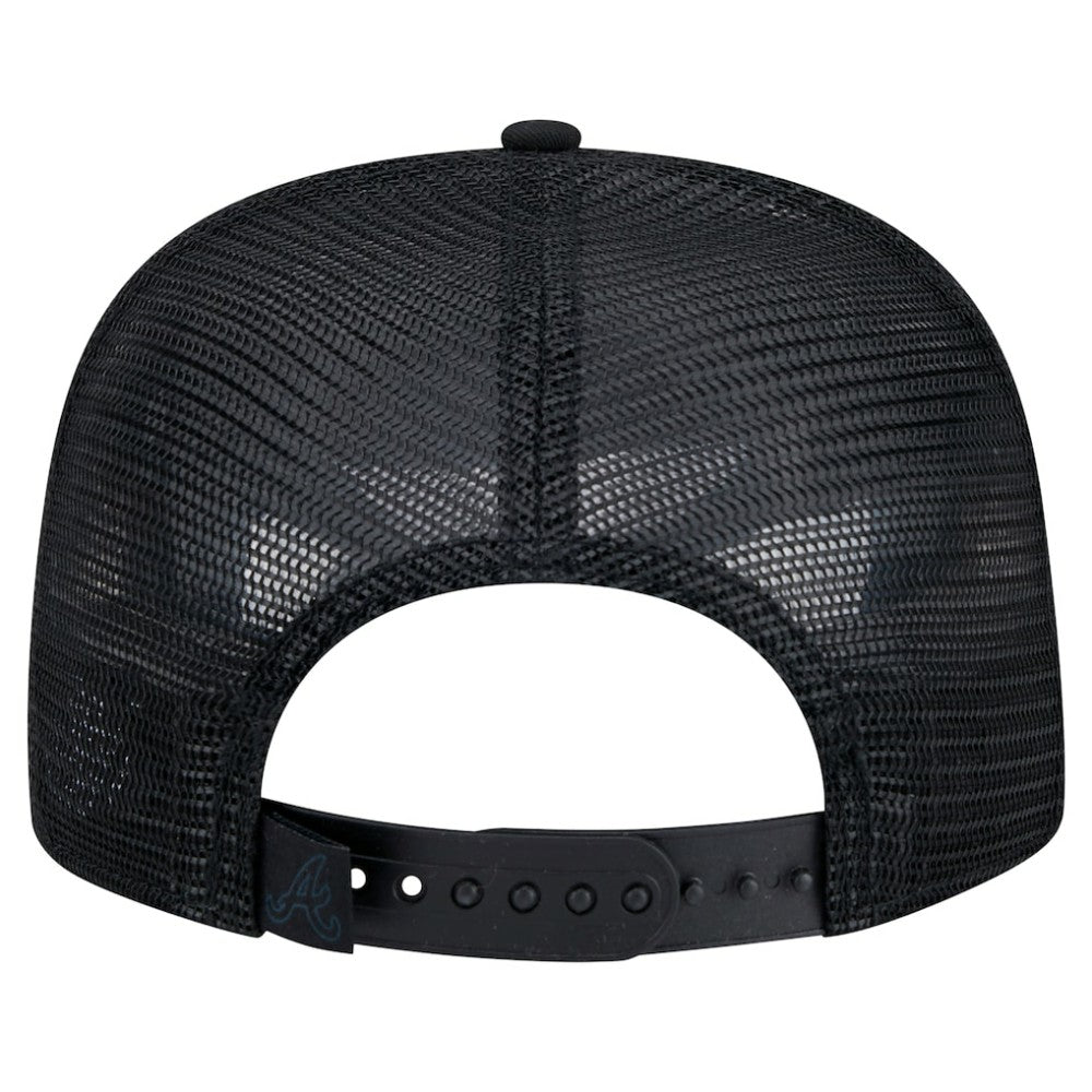 Black Atlanta Braves New Era Score Check A-Frame Trucker 9FIFTY Snapback Hat