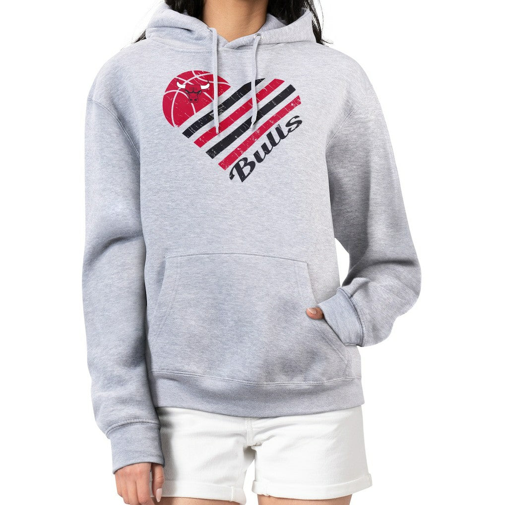 Chicago Bulls G-III 4Her by Carl Banks Women's Heart Pullover Hoodie - Heather Gray on sale