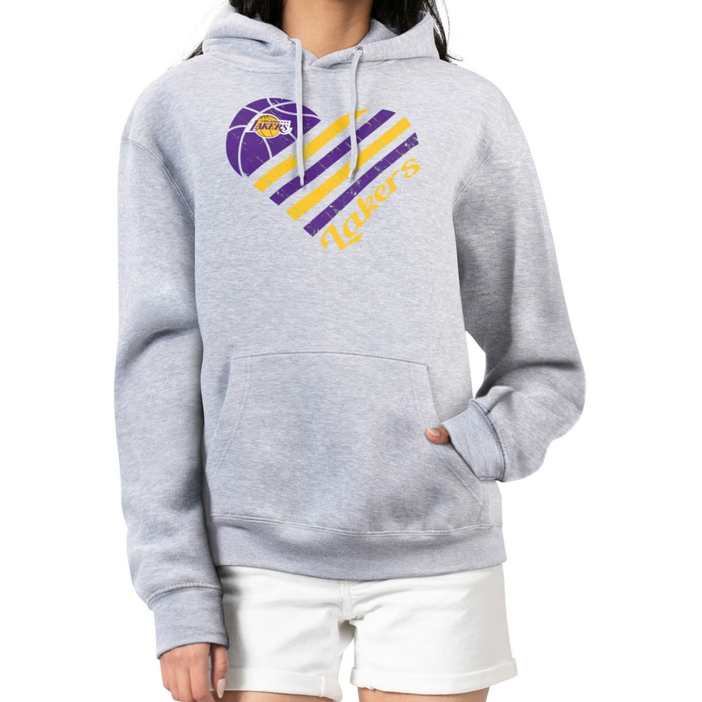 Los Angeles Lakers G-III 4Her by Carl Banks Women's Heart Pullover Hoodie - Heather Gray cheap