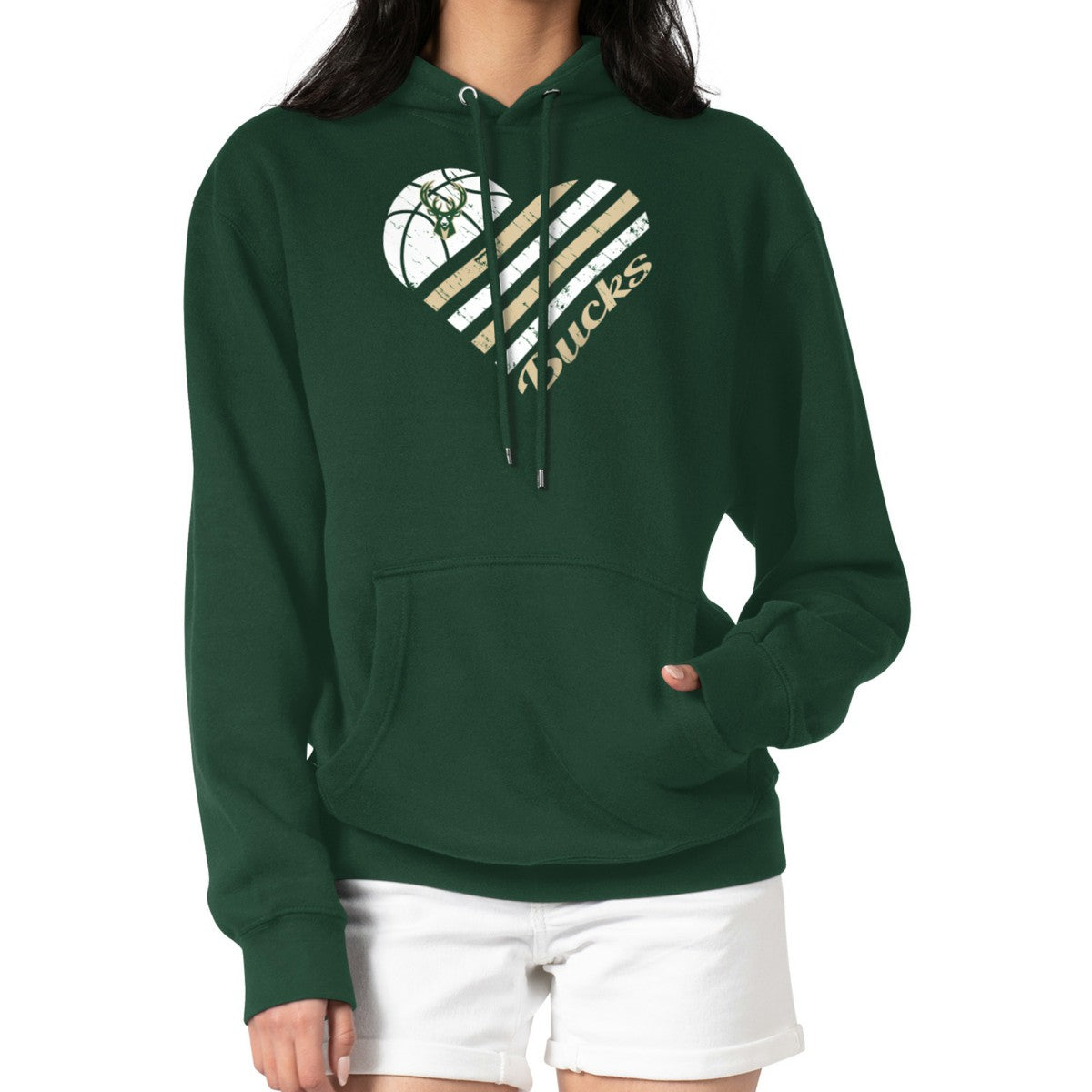 Milwaukee Bucks G-III 4Her by Carl Banks Women's Heart Pullover Hoodie - Green cheap