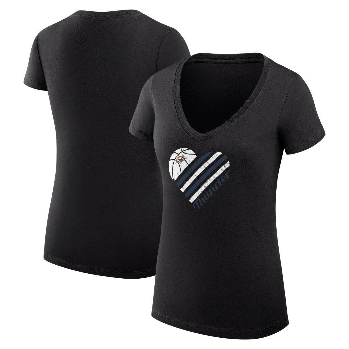 Oklahoma City Thunder G-III 4Her by Carl Banks Women's Super-Slim Fit Lightweight Heart V-Neck T-Shirt