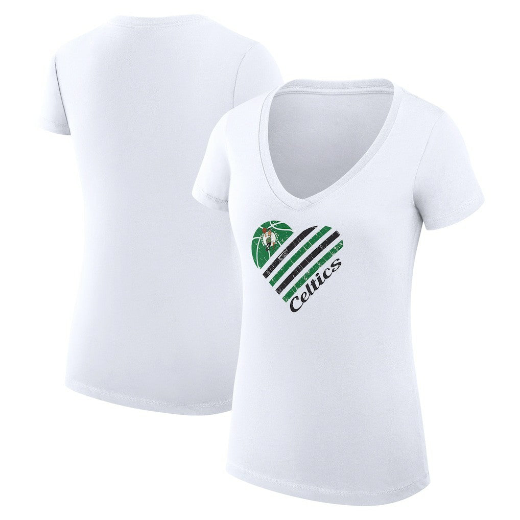 Boston Celtics G-III 4Her by Carl Banks Women's Super-Slim Fit Lightweight Heart V-Neck T-Shirt