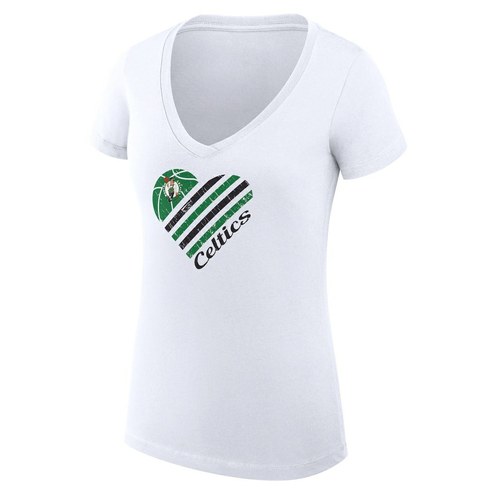 Boston Celtics G-III 4Her by Carl Banks Women's Super-Slim Fit Lightweight Heart V-Neck T-Shirt