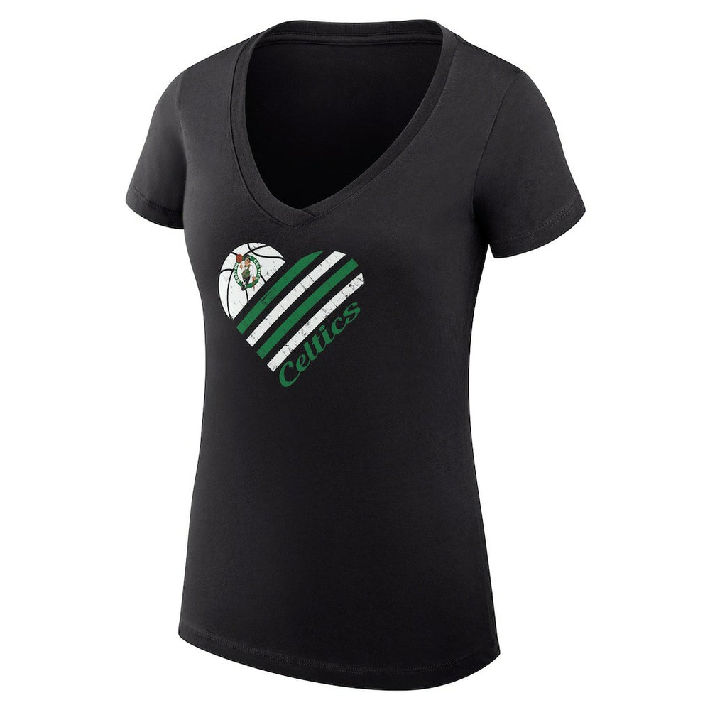 Boston Celtics G-III 4Her by Carl Banks Women's Super-Slim Fit Lightweight Heart V-Neck T-Shirt
