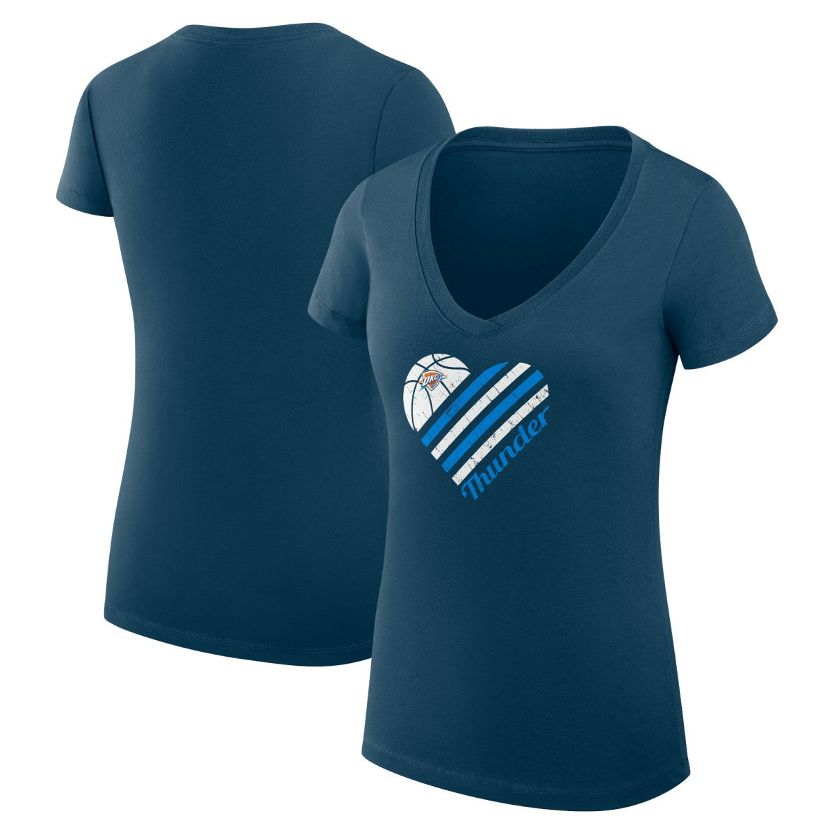 Oklahoma City Thunder G-III 4Her by Carl Banks Women's Super-Slim Fit Lightweight Heart V-Neck T-Shirt