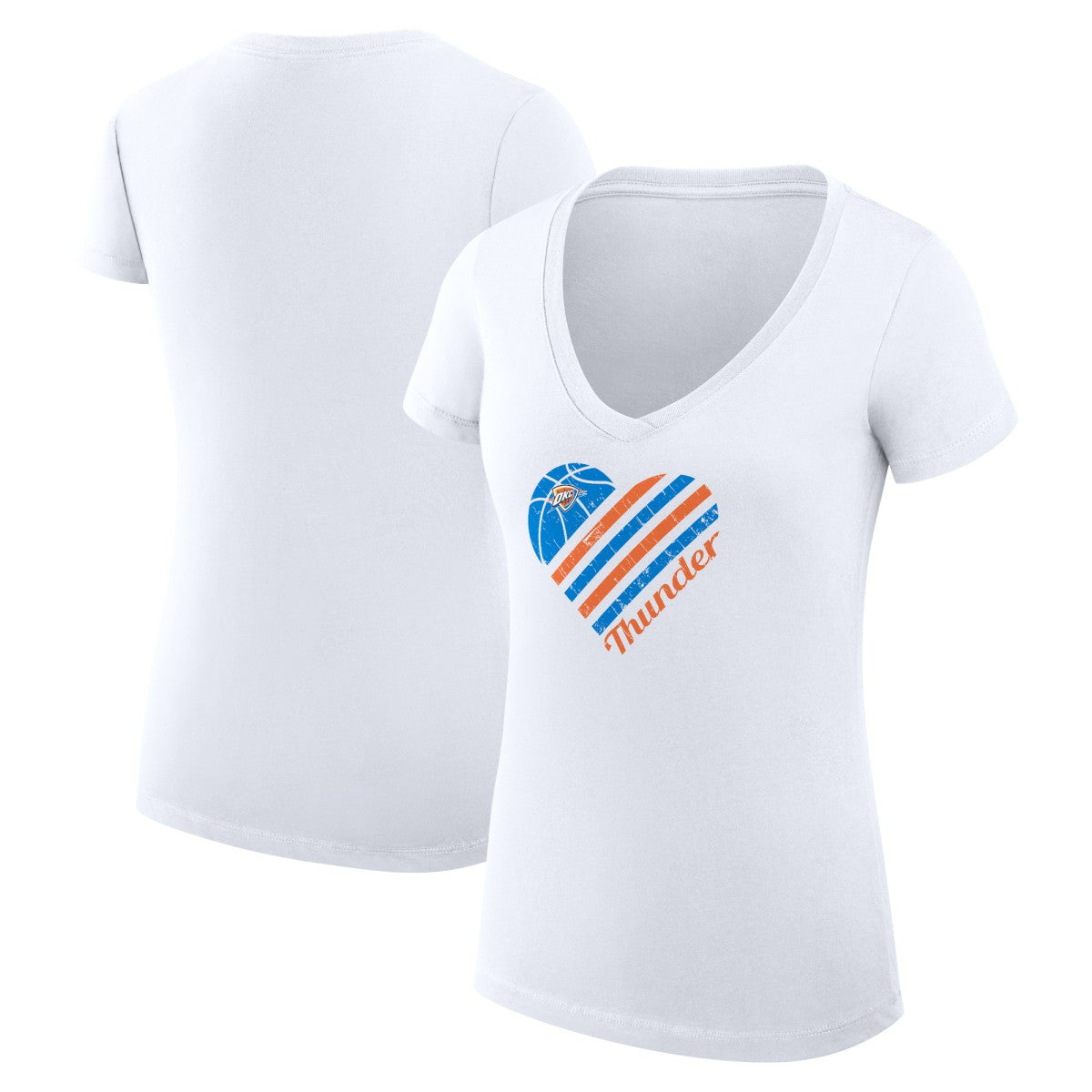 Oklahoma City Thunder G-III 4Her by Carl Banks Women's Super-Slim Fit Lightweight Heart V-Neck T-Shirt