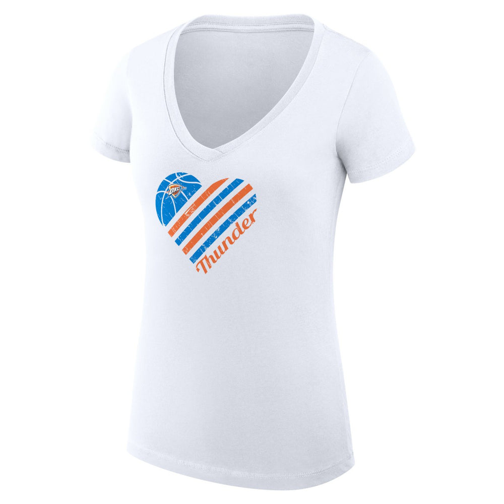 Oklahoma City Thunder G-III 4Her by Carl Banks Women's Super-Slim Fit Lightweight Heart V-Neck T-Shirt