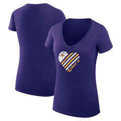 Los Angeles Lakers G-III 4Her by Carl Banks Women's Super-Slim Fit Lightweight Heart V-Neck T-Shirt
