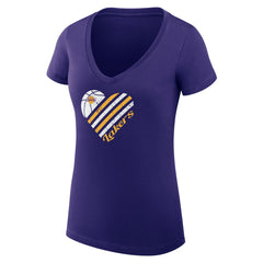 Los Angeles Lakers G-III 4Her by Carl Banks Women's Super-Slim Fit Lightweight Heart V-Neck T-Shirt