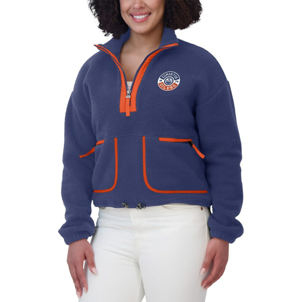 NHL Edmonton Oilers WEAR by Erin Andrews Women's Polar Fleece Half-Zip Jacket
