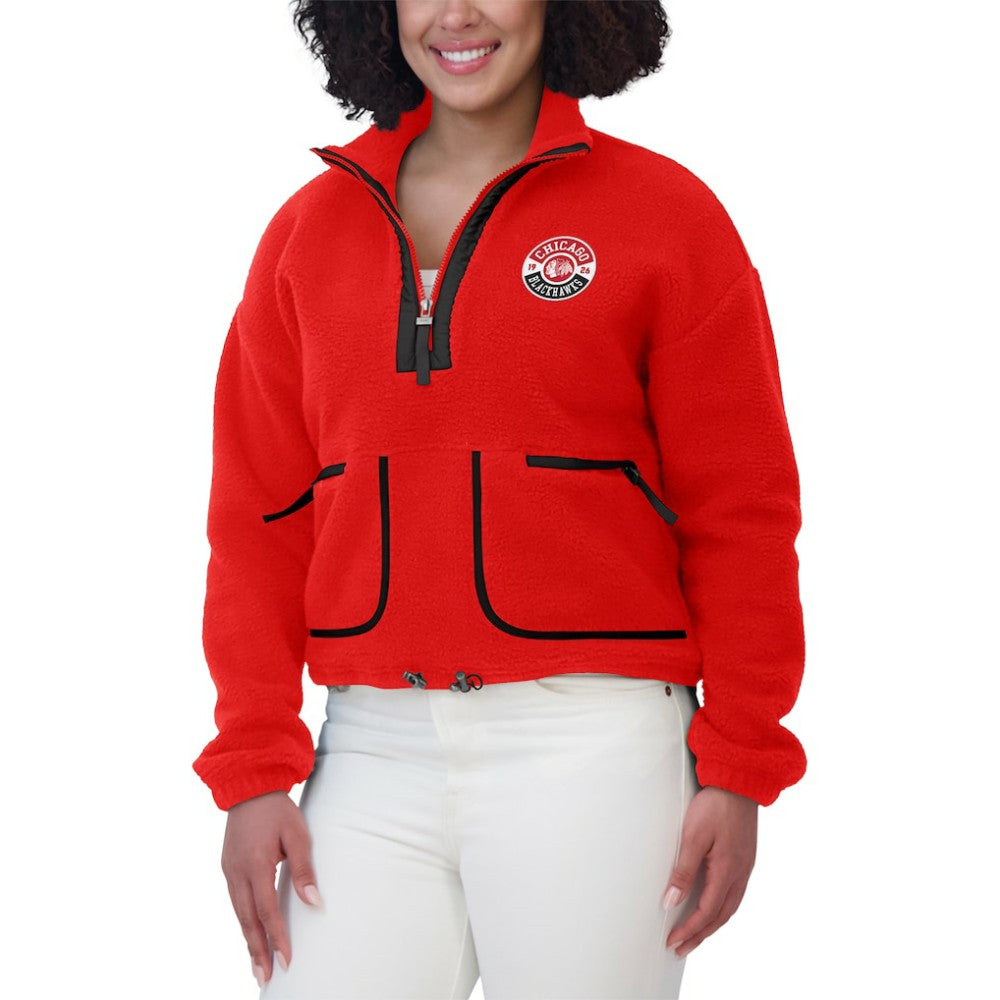 NHL Chicago Blackhawks WEAR by Erin Andrews Women's Polar Fleece Half-Zip Jacket
