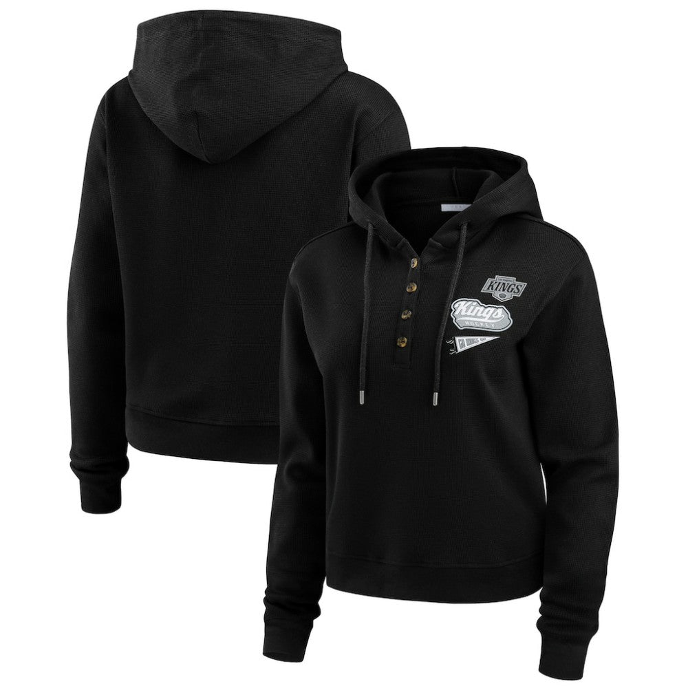 NHL Los Angeles Kings WEAR by Erin Andrews Women's Waffle-Knit Pullover Hoodie