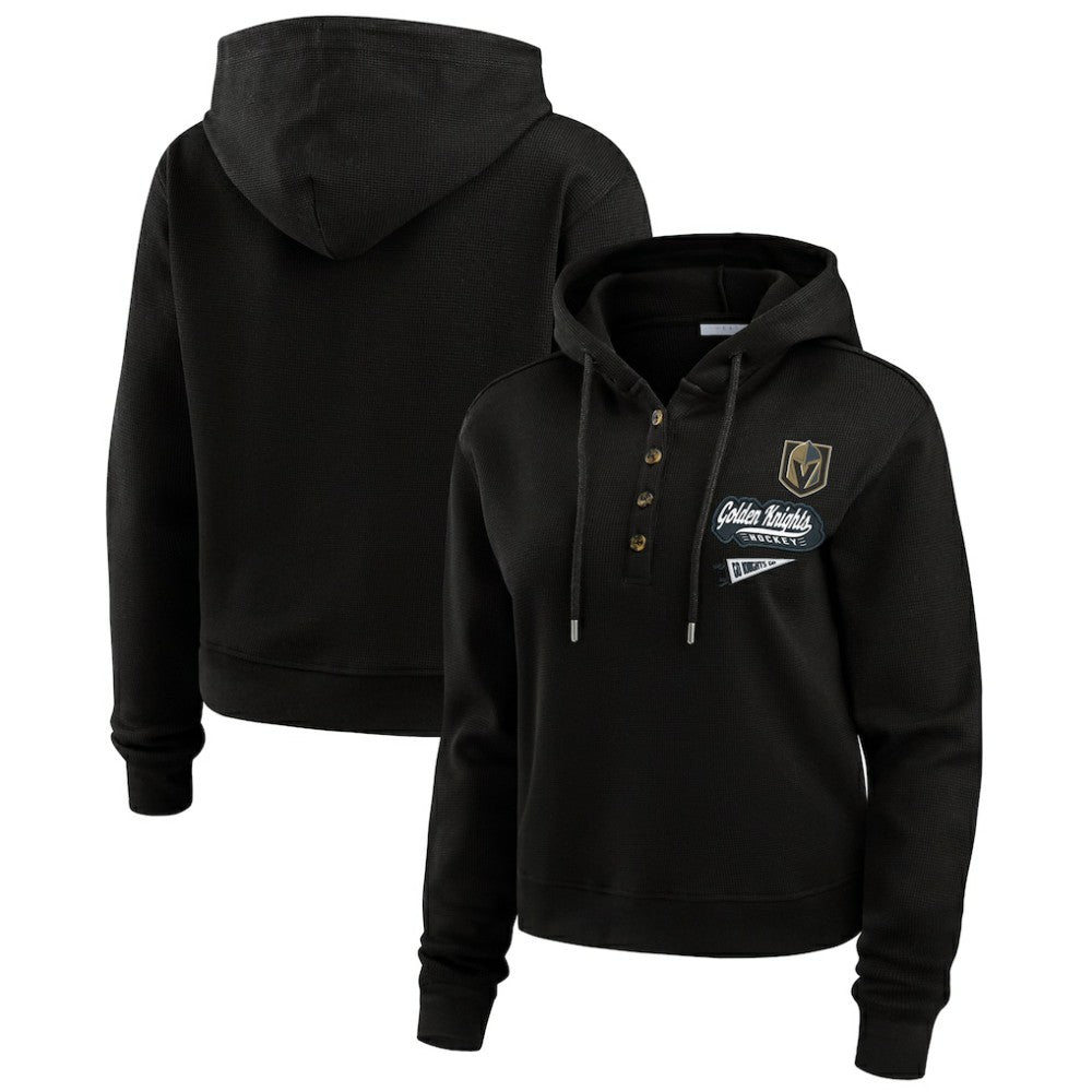 NHL Vegas Golden Knights WEAR by Erin Andrews Women's Waffle-Knit Pullover Hoodie