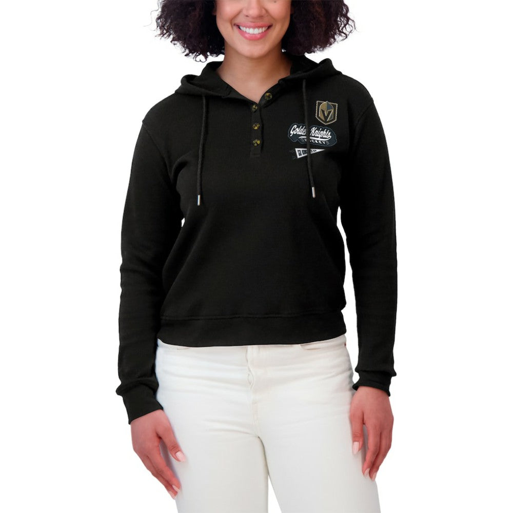 NHL Vegas Golden Knights WEAR by Erin Andrews Women's Waffle-Knit Pullover Hoodie
