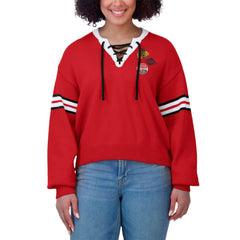 NHL Chicago Blackhawks WEAR by Erin Andrews Women's Cropped Lace-Up Sweater