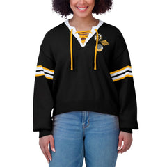 NHL Boston Bruins WEAR by Erin Andrews Women's Cropped Lace-Up Sweater