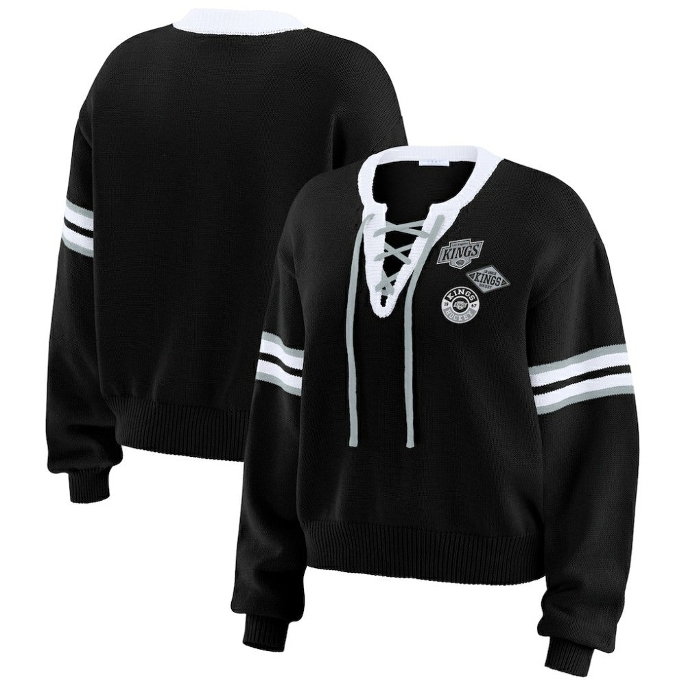 NHL Los Angeles Kings WEAR by Erin Andrews Women's Cropped Lace-Up Sweater
