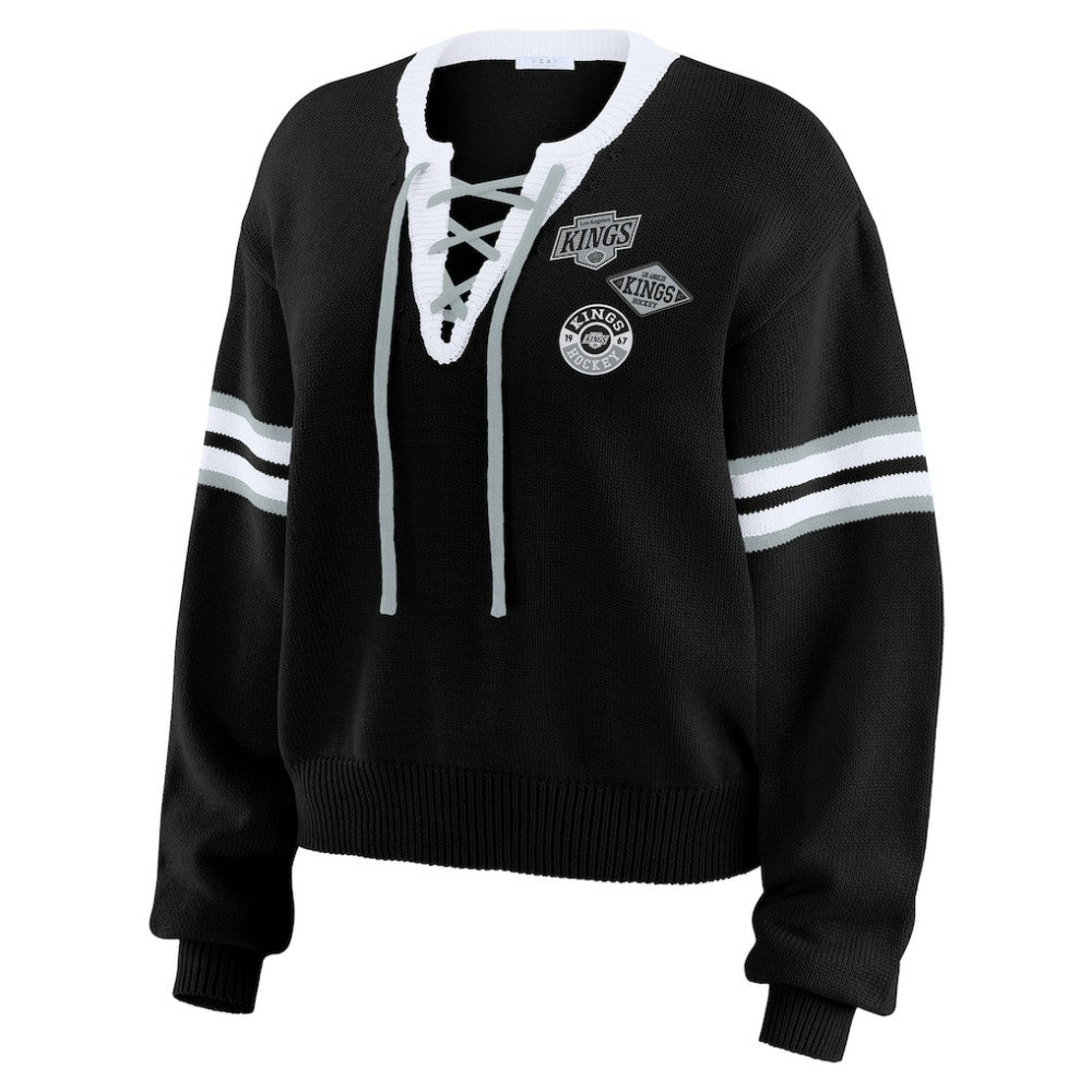 NHL Los Angeles Kings WEAR by Erin Andrews Women's Cropped Lace-Up Sweater