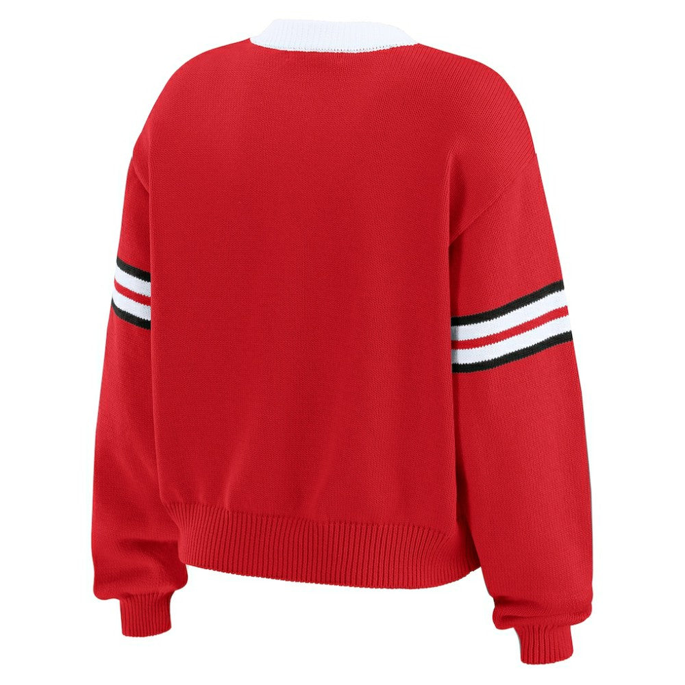 NHL Detroit Red Wings WEAR by Erin Andrews Women's Cropped Lace-Up Sweater