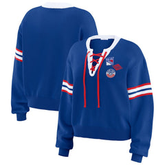 NHL New York Rangers WEAR by Erin Andrews Women's Cropped Lace-Up Sweater
