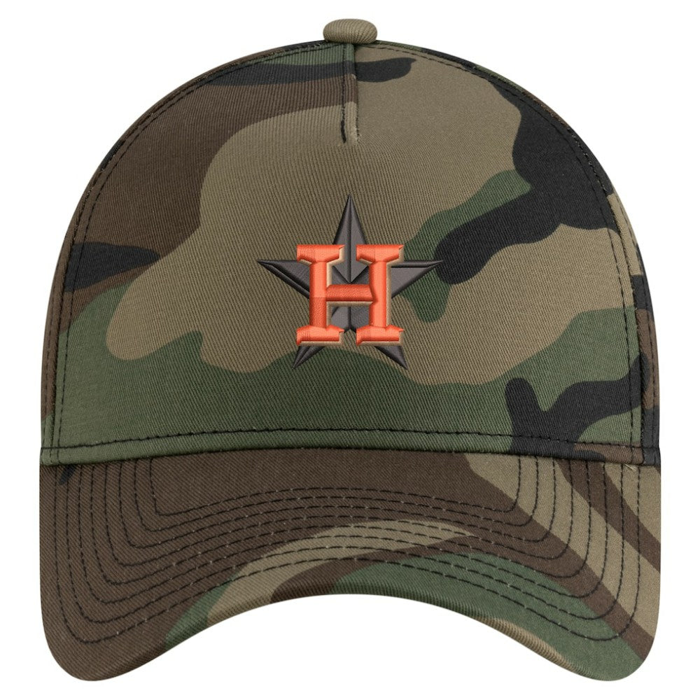 Camo Houston Astros New Era Woodland Team Pop 9FORTY A-Frame Adjustable Hat