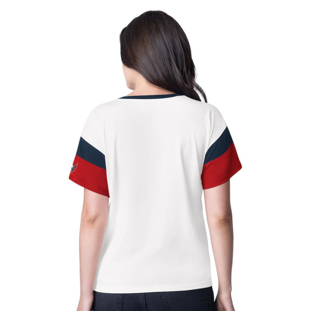 NHL Washington Capitals G-III 4Her by Carl Banks Women's Rink Oversized Rhinestone V-Neck T-Shirt