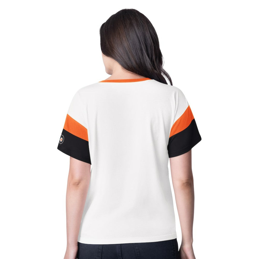 NHL Philadelphia Flyers G-III 4Her by Carl Banks Women's Rink Oversized Rhinestone V-Neck T-Shirt