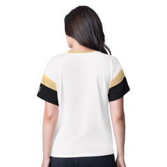 NHL Vegas Golden Knights G-III 4Her by Carl Banks Women's Rink Oversized Rhinestone V-Neck T-Shirt