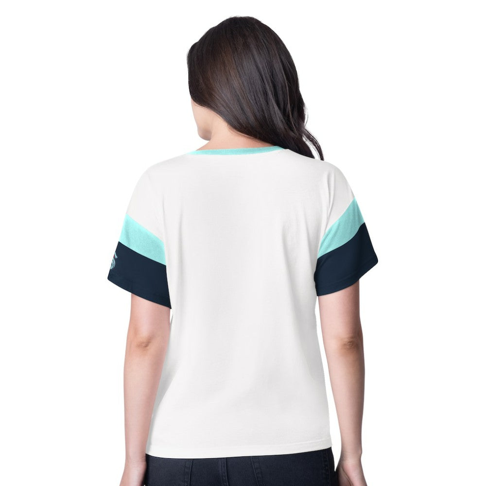NHL Seattle Kraken G-III 4Her by Carl Banks Women's Rink Oversized Rhinestone V-Neck T-Shirt