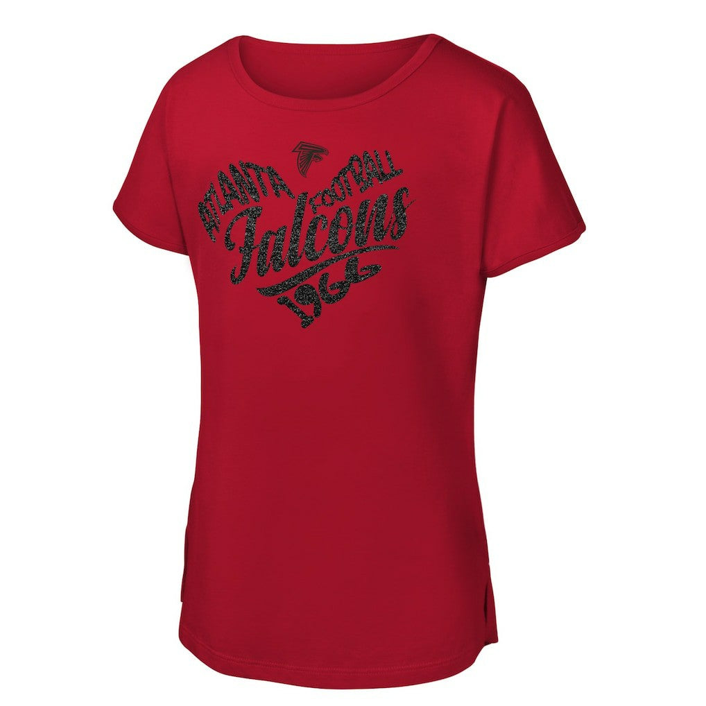Girls Youth Script Heart Dolman T-Shirt - Atlanta Falcons T-shirts