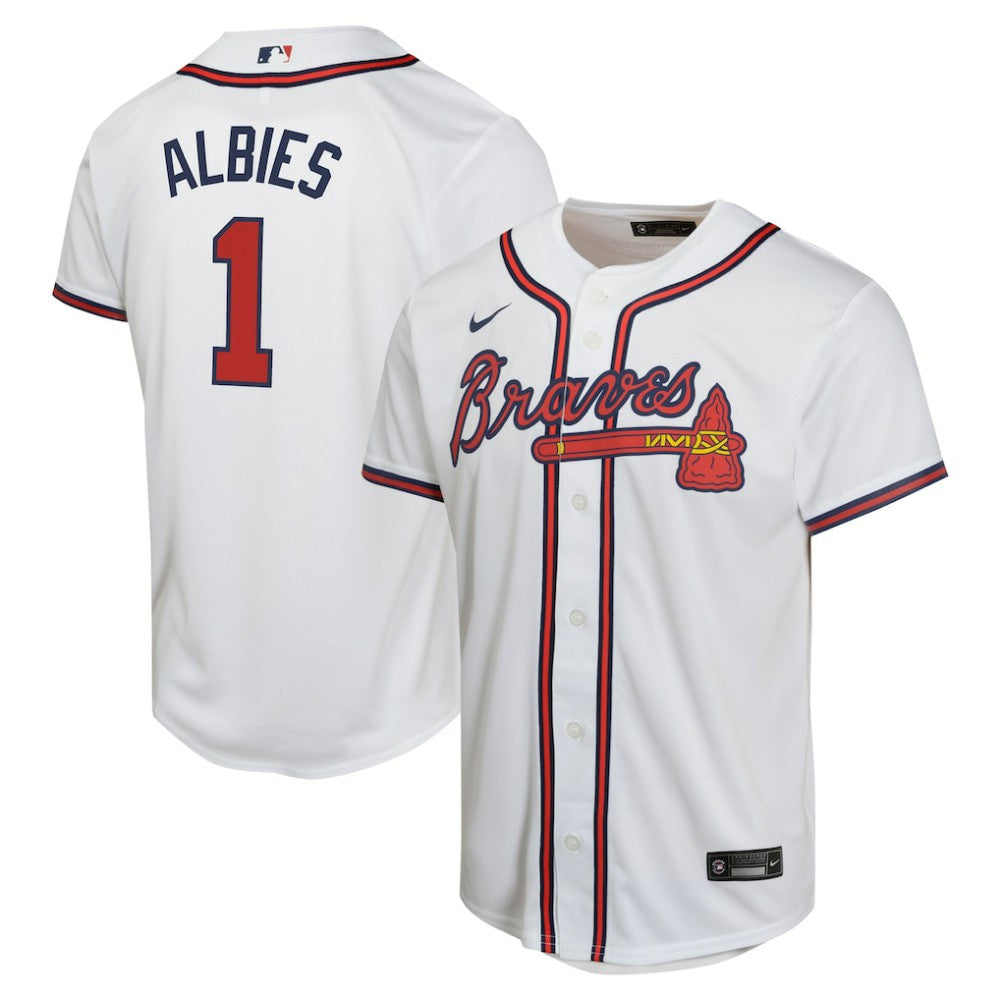 White Ozzie Albies Atlanta Braves Nike Youth Home Game Player Jersey