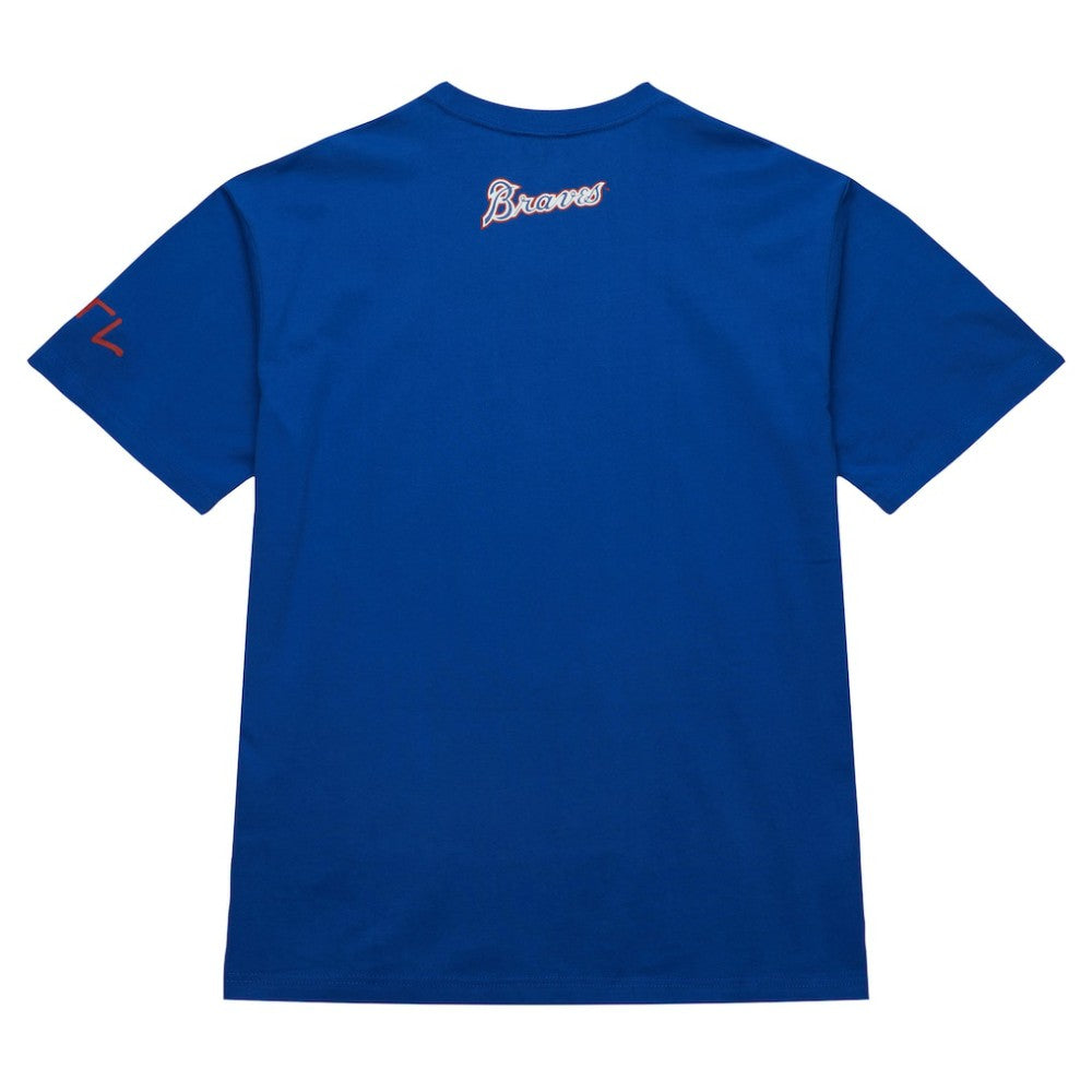 Royal Hank Aaron Atlanta Braves Mitchell & Ness Cooperstown Collection Heavyweight Premium Player Vintage Logo T-Shirt