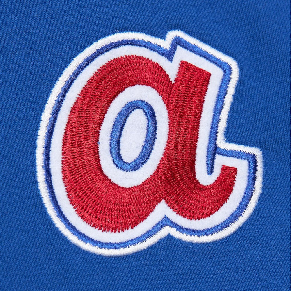 Royal Hank Aaron Atlanta Braves Mitchell & Ness Cooperstown Collection Heavyweight Premium Player Vintage Logo T-Shirt