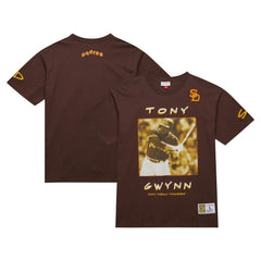 Brown Tony Gwynn San Diego Padres Mitchell & Ness Cooperstown Collection Heavyweight Premium Player Vintage Logo T-Shirt