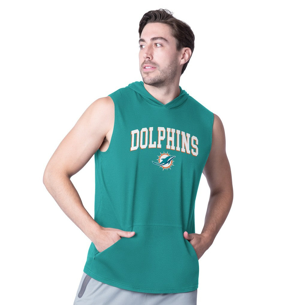 MSX by Michael Strahan Action Sleeveless Pullover Hoodie - Miami Dolphins Hoodies