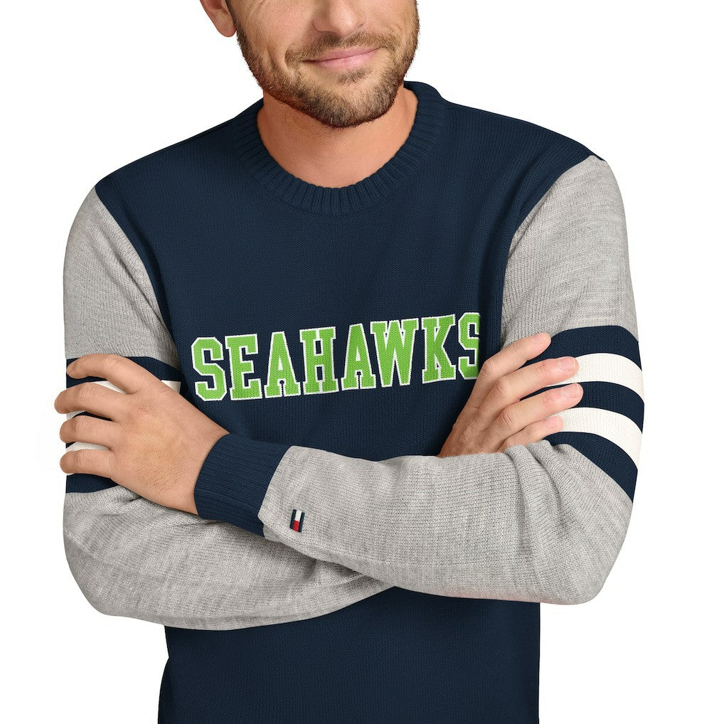 Tommy Hilfiger Acrylic Crewneck Pullover Sweater - Seattle Seahawks Pullover