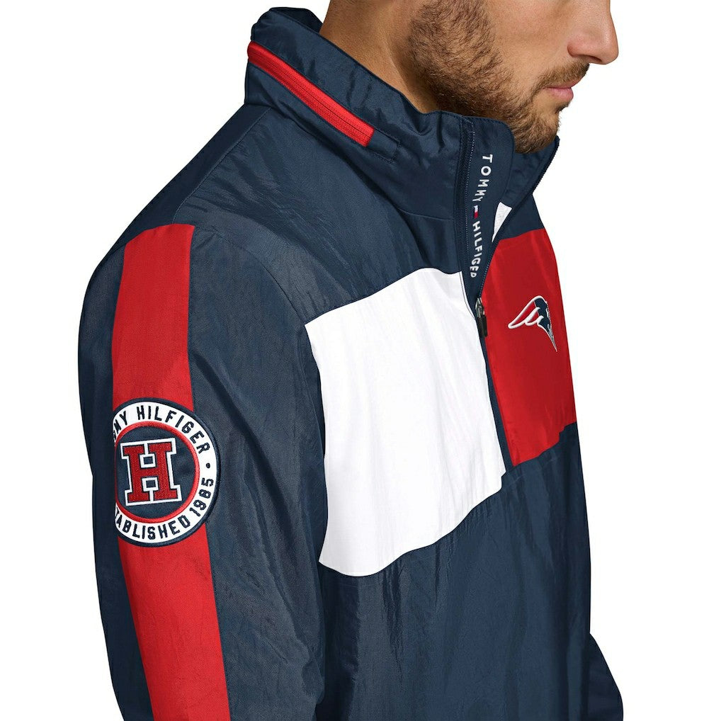 Tommy Hilfiger Gael Lightweight Half-Zip Hoodie Jacket - New England Patriots Hoodies