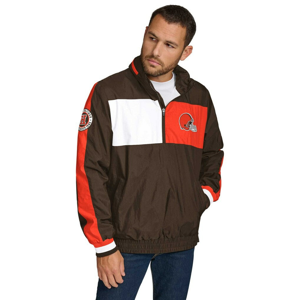 Tommy Hilfiger Gael Lightweight Half-Zip Pullover Hoodie Jacket - Cleveland Browns Hoodies