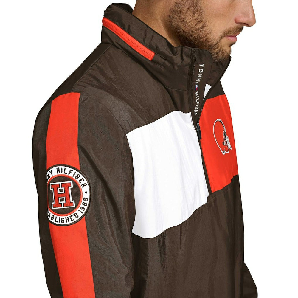Tommy Hilfiger Gael Lightweight Half-Zip Pullover Hoodie Jacket - Cleveland Browns Hoodies