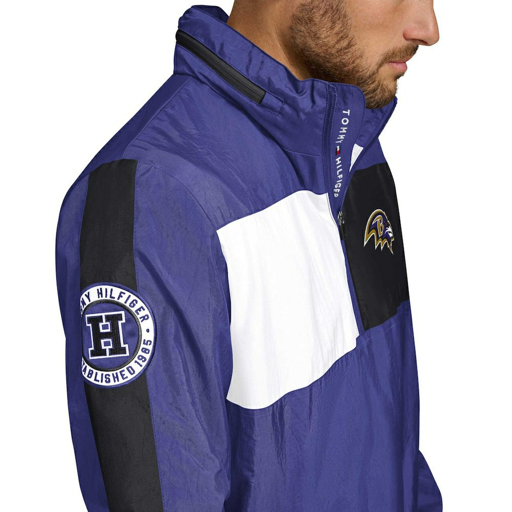 Tommy Hilfiger Gael Lightweight Half-Zip Pullover Hoodie Jacket - Baltimore Ravens Hoodies