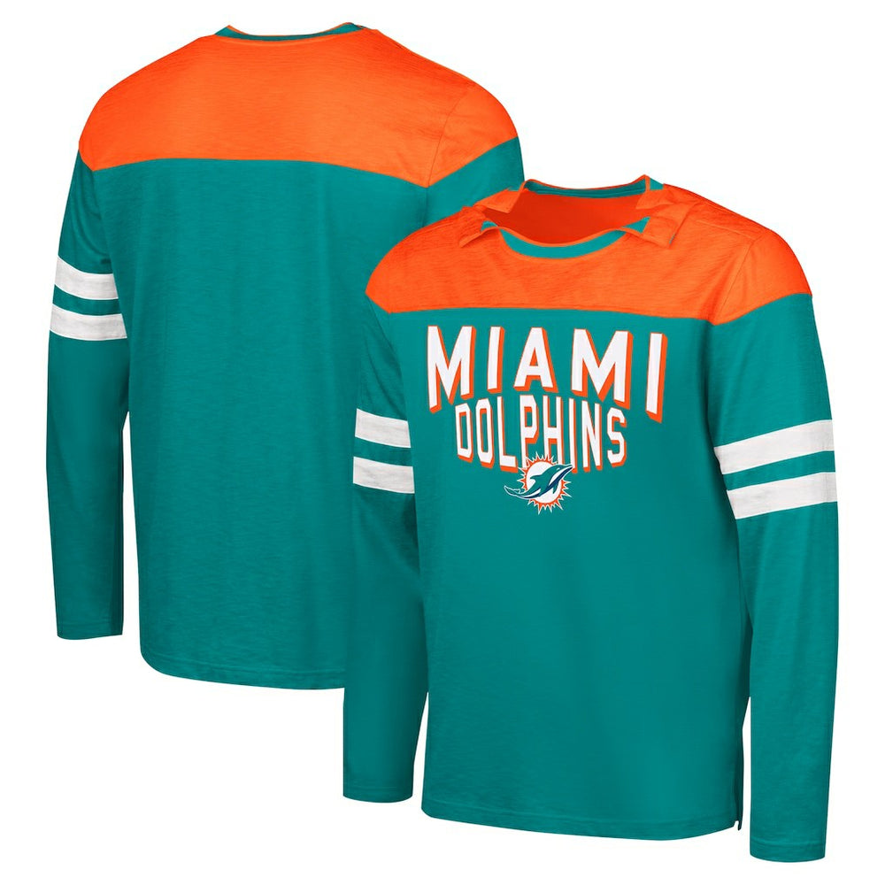 G-III Sports by Carl Banks Adaptive Hail Mary Long Sleeve T-Shirt - Miami Dolphins T-shirts