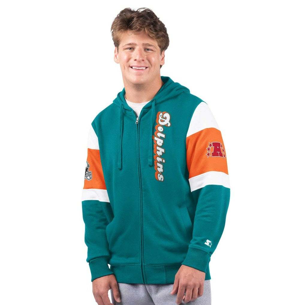 Starter Extreme Vintage Logo Full-Zip Hoodie - Miami Dolphins Hoodies