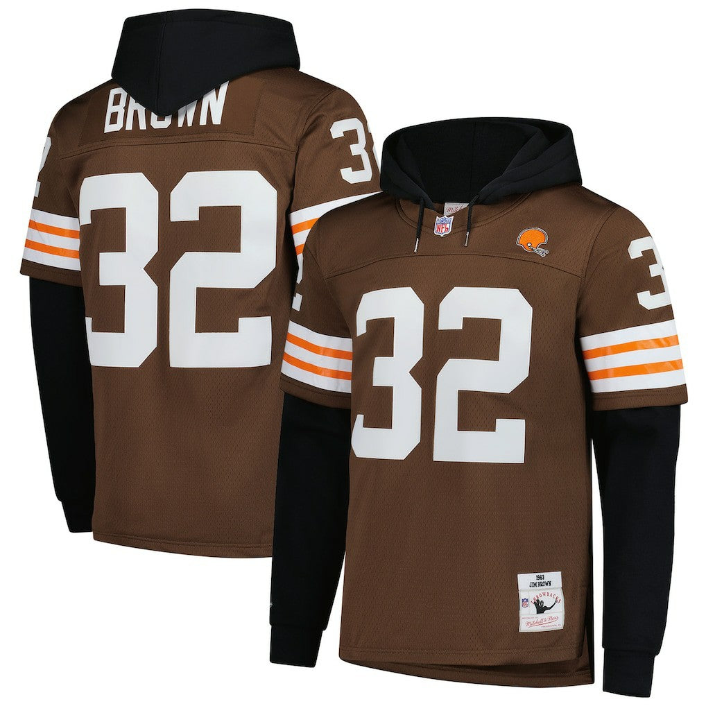 Jim Brown  Player Name & Number Hoodie Legacy Jersey - Cleveland Browns Hoodies,Jerseys