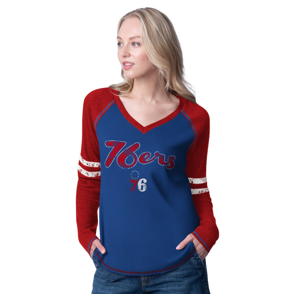 Philadelphia 76ers G-III 4Her by Carl Banks Women's Winner Waffle Knit Thermal Long Sleeve Tri-Blend T-Shirt