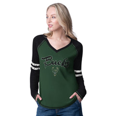 Milwaukee Bucks G-III 4Her by Carl Banks Women's Winner Waffle Knit Thermal Long Sleeve Tri-Blend T-Shirt