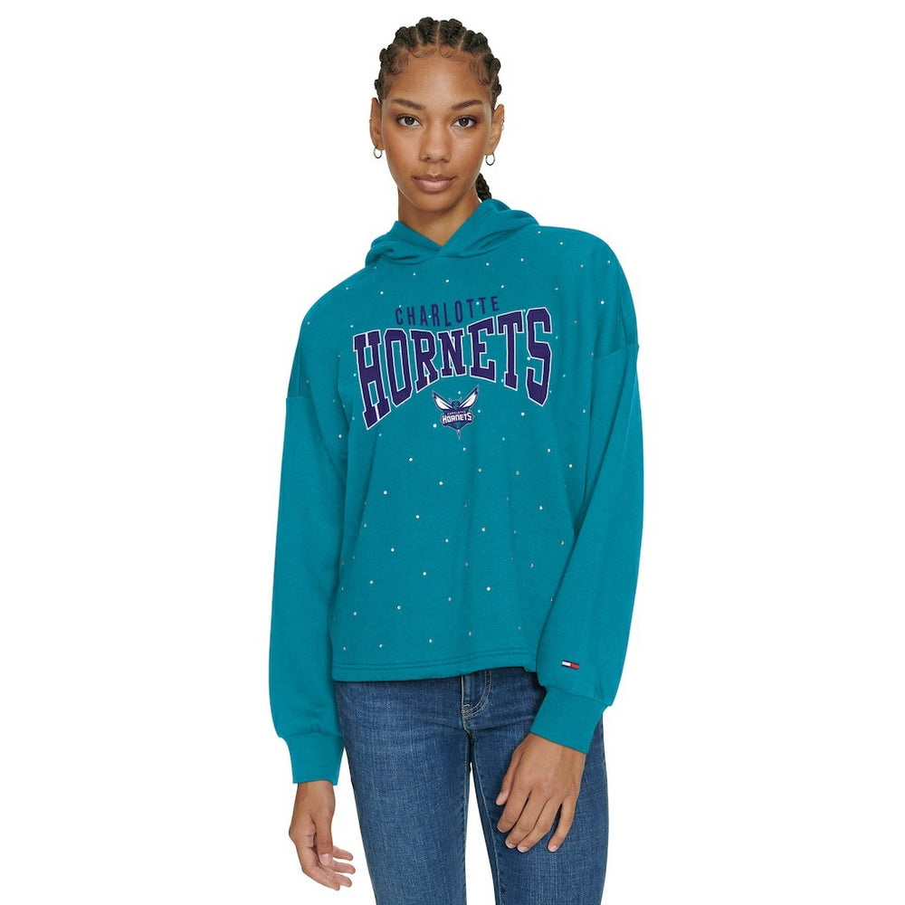 Charlotte Hornets Tommy Jeans Women's Stella Cropped Pullover Hoodie